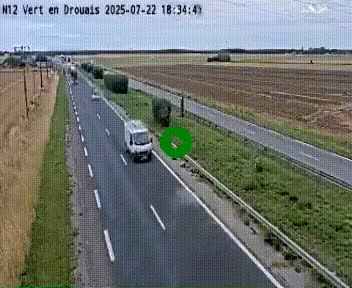 <h2>Webcam à hauteur de Vert-en-Drouais sur la N12, en périphérie de Dreux. Vue orientée vers Alençon</h2>