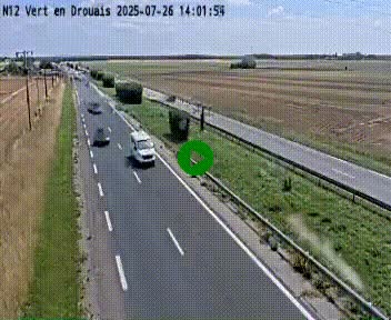 <h2>Webcam à hauteur de Vert-en-Drouais sur la N12, en périphérie de Dreux. Vue orientée vers Alençon</h2>
