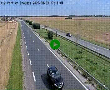 <h2>Webcam à hauteur de Vert-en-Drouais sur la N12, en périphérie de Dreux. Vue orientée vers Alençon</h2>