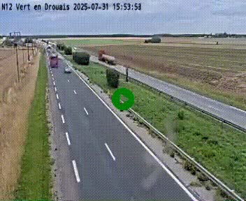 <h2>Webcam à hauteur de Vert-en-Drouais sur la N12, en périphérie de Dreux. Vue orientée vers Alençon</h2>