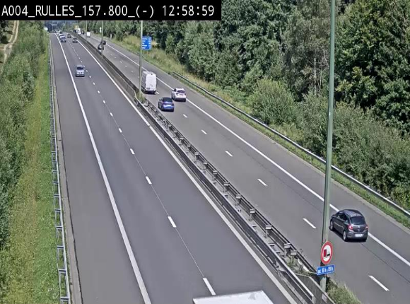 Webcam à Marbehan sur l'E411 à hauteur de la sortie 28a Rulles. Vue orientée vers Bruxelles