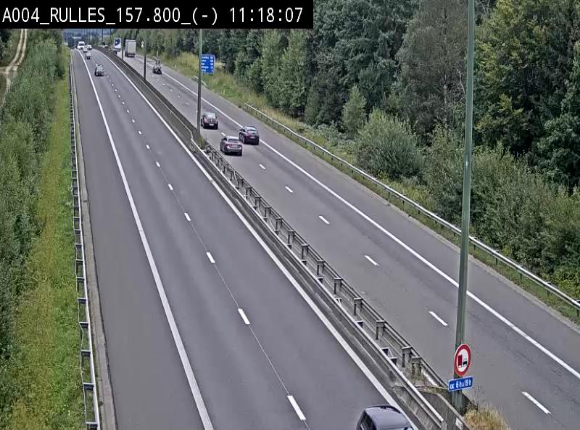 Webcam à Marbehan sur l'E411 à hauteur de la sortie 28a Rulles. Vue orientée vers Bruxelles