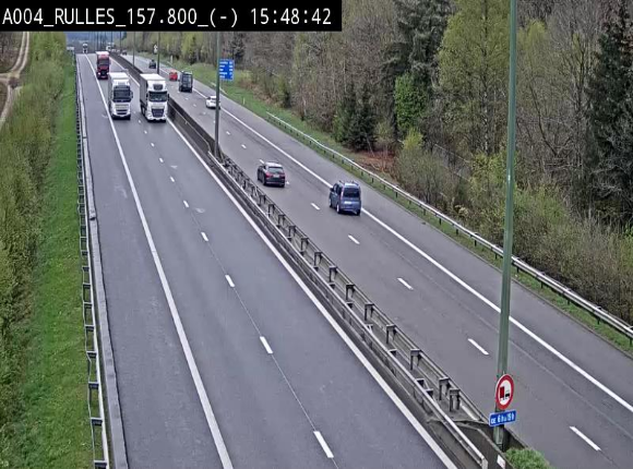 Webcam à Marbehan sur l'E411 à hauteur de la sortie 28a Rulles. Vue orientée vers Bruxelles