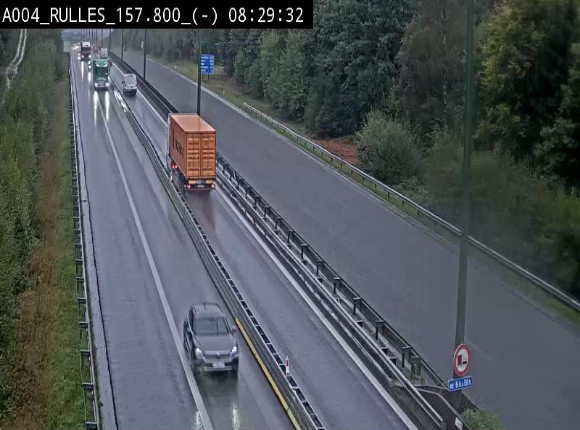 Webcam à Marbehan sur l'E411 à hauteur de la sortie 28a Rulles. Vue orientée vers Bruxelles