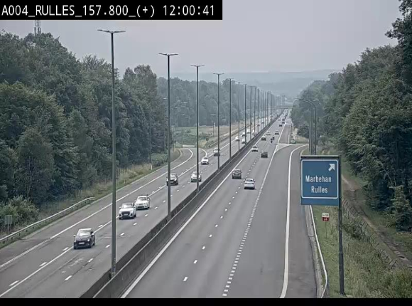 <h2>Webcam à hauteur de la sortie 28a donnant sur la P7 menant à Rulles. Vue orientée vers Luxembourg</h2>