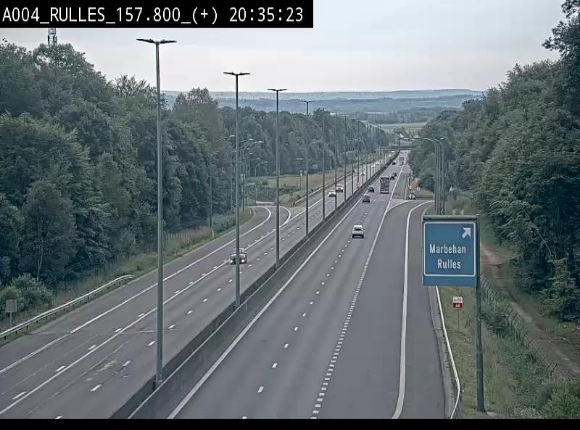 <h2>Webcam à hauteur de la sortie 28a donnant sur la P7 menant à Rulles. Vue orientée vers Luxembourg</h2>
