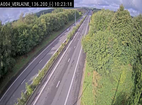 <h2>Webcam sur l'E411 à hauteur du pont surplombant la N40, à proximité de la sortie 26 Verlaine - Libramont-Chevigny. Vue orientée vers Namur</h2>