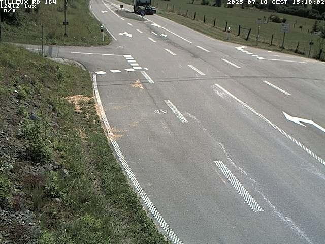Webcam sur la RD164 à Tilleux. Vue orientée vers Neufchâteau