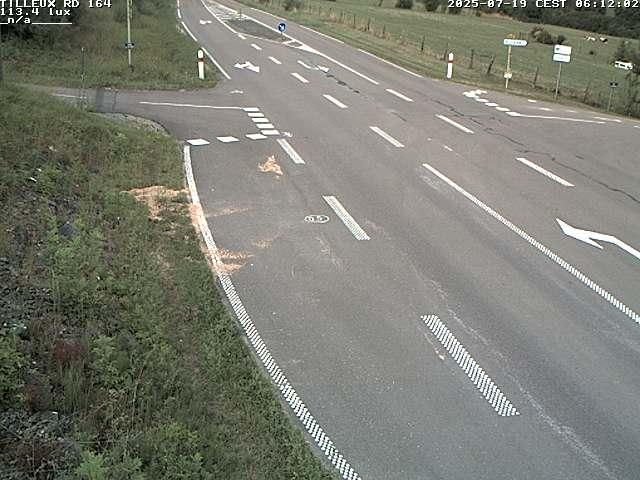 Webcam sur la RD164 à Tilleux. Vue orientée vers Neufchâteau