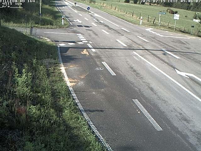 Webcam sur la RD164 à Tilleux. Vue orientée vers Neufchâteau
