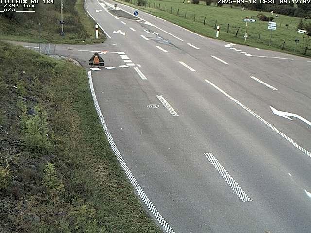 Webcam sur la RD164 à Tilleux. Vue orientée vers Neufchâteau