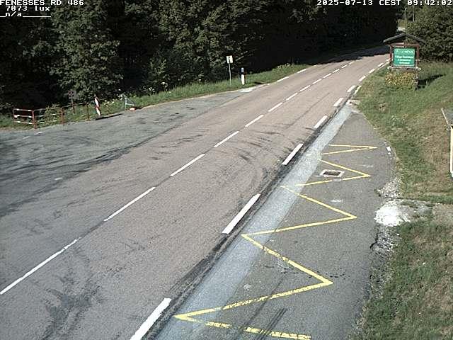 Webcam en haut du col des Fenesses, aussi appelé col du Ménil sur la D486 à 593 mètres d'altitude dans les Vosges