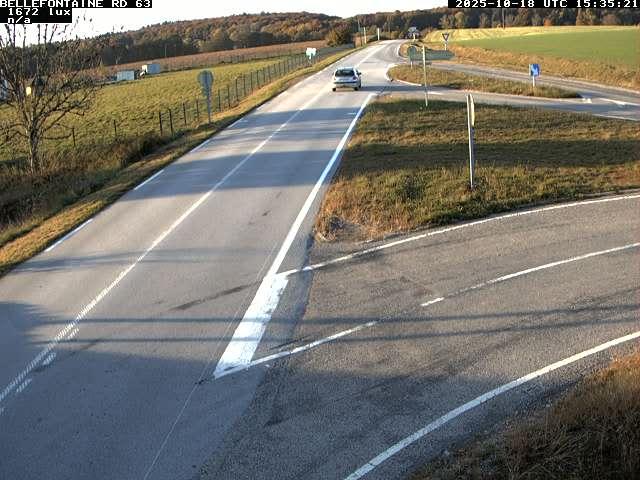 Webcam à Bellefontaine dans les Vosges à 552 mètres d'altitude sur la D63, à la jonction avec la D20A
