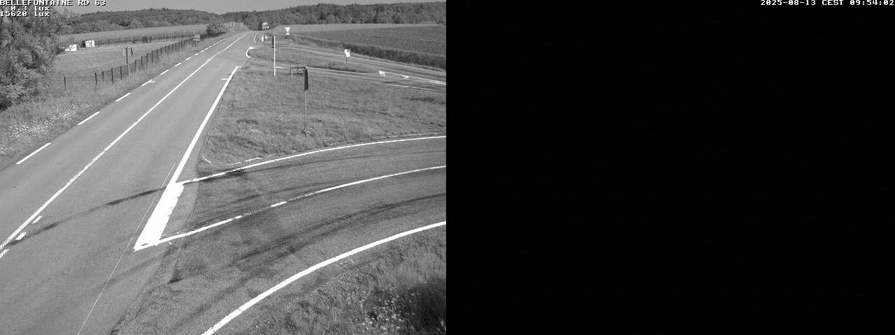 Webcam à Bellefontaine dans les Vosges à 552 mètres d'altitude sur la D63, à la jonction avec la D20A