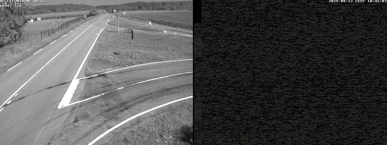 Webcam à Bellefontaine dans les Vosges à 552 mètres d'altitude sur la D63, à la jonction avec la D20A
