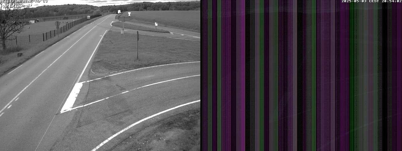 Webcam à Bellefontaine dans les Vosges à 552 mètres d'altitude sur la D63, à la jonction avec la D20A
