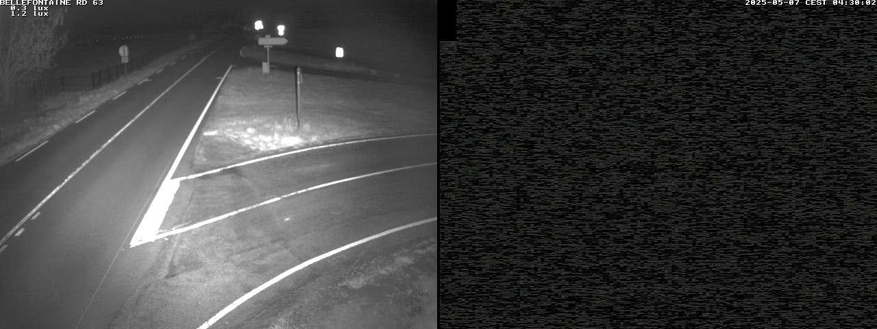 Webcam à Bellefontaine dans les Vosges à 552 mètres d'altitude sur la D63, à la jonction avec la D20A