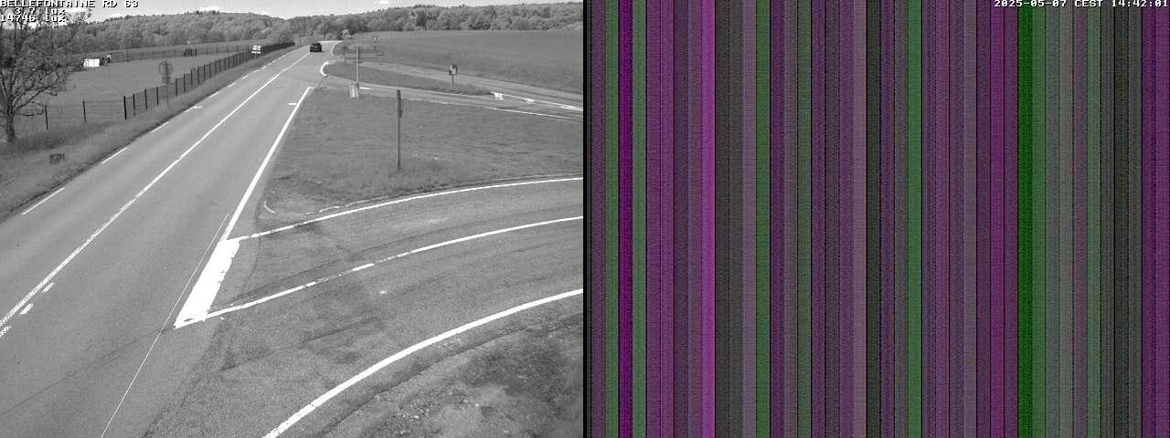 Webcam à Bellefontaine dans les Vosges à 552 mètres d'altitude sur la D63, à la jonction avec la D20A