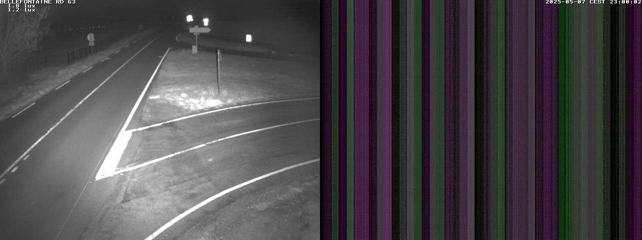 Webcam à Bellefontaine dans les Vosges à 552 mètres d'altitude sur la D63, à la jonction avec la D20A