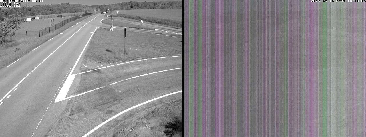 Webcam à Bellefontaine dans les Vosges à 552 mètres d'altitude sur la D63, à la jonction avec la D20A