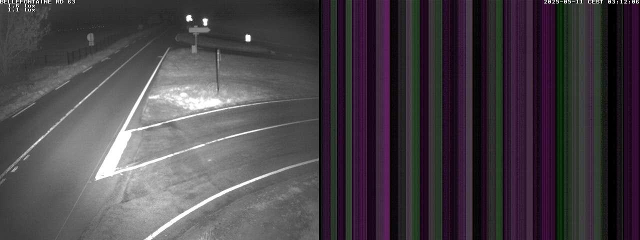 Webcam à Bellefontaine dans les Vosges à 552 mètres d'altitude sur la D63, à la jonction avec la D20A