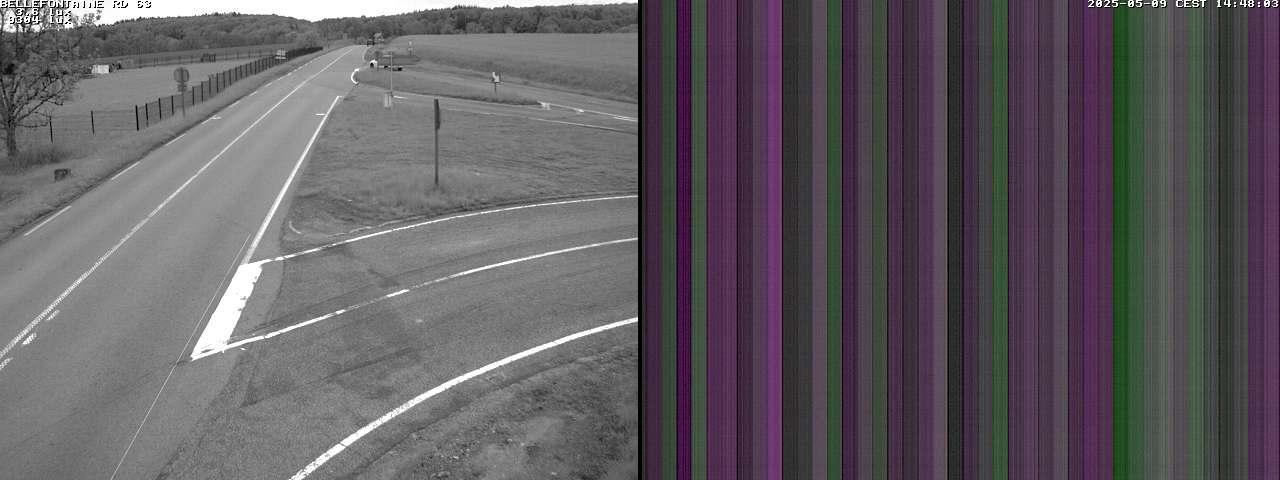 Webcam à Bellefontaine dans les Vosges à 552 mètres d'altitude sur la D63, à la jonction avec la D20A