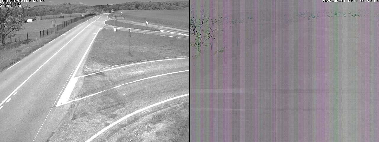 Webcam à Bellefontaine dans les Vosges à 552 mètres d'altitude sur la D63, à la jonction avec la D20A