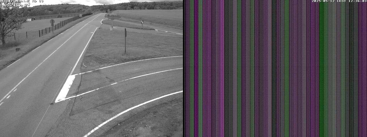 Webcam à Bellefontaine dans les Vosges à 552 mètres d'altitude sur la D63, à la jonction avec la D20A