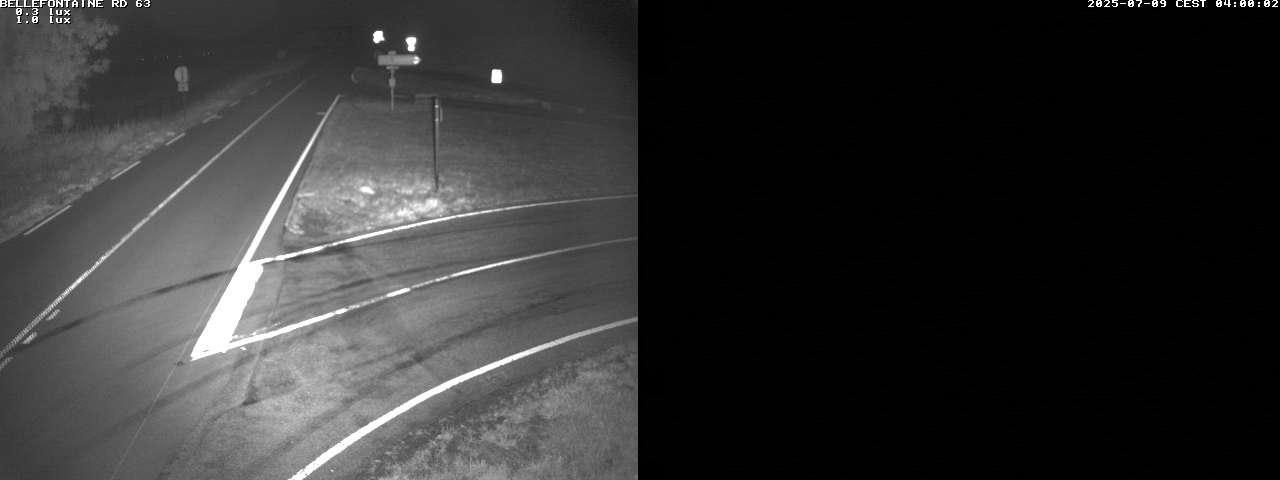 Webcam à Bellefontaine dans les Vosges à 552 mètres d'altitude sur la D63, à la jonction avec la D20A