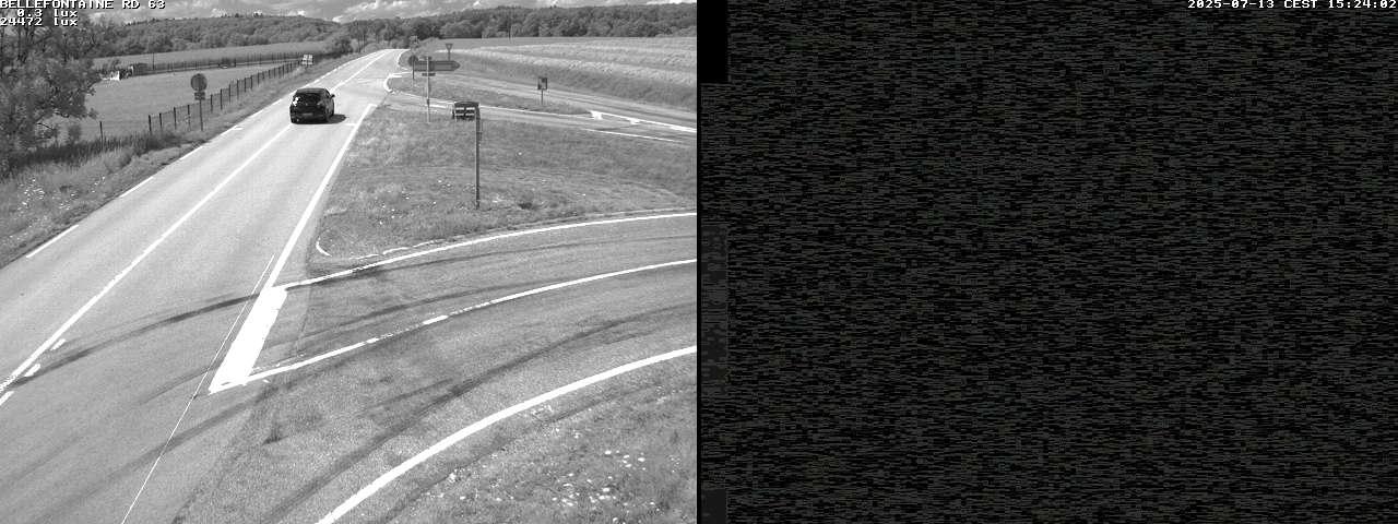 Webcam à Bellefontaine dans les Vosges à 552 mètres d'altitude sur la D63, à la jonction avec la D20A