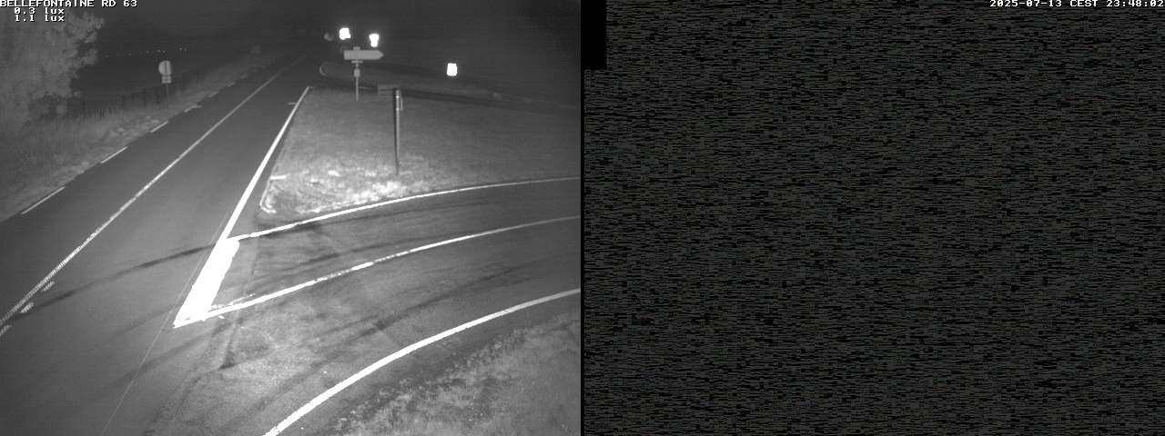 Webcam à Bellefontaine dans les Vosges à 552 mètres d'altitude sur la D63, à la jonction avec la D20A