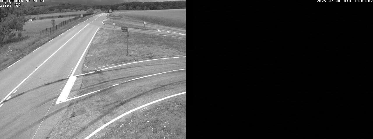 Webcam à Bellefontaine dans les Vosges à 552 mètres d'altitude sur la D63, à la jonction avec la D20A