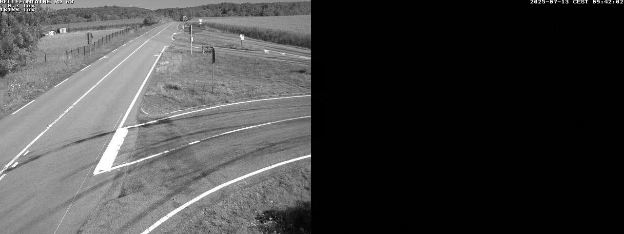 Webcam à Bellefontaine dans les Vosges à 552 mètres d'altitude sur la D63, à la jonction avec la D20A