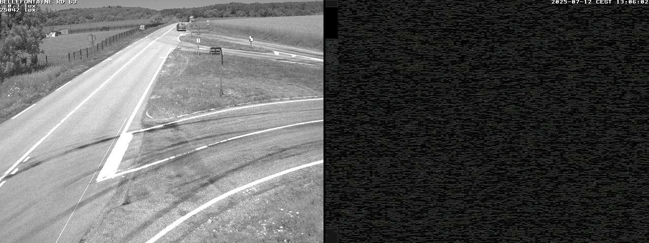 Webcam à Bellefontaine dans les Vosges à 552 mètres d'altitude sur la D63, à la jonction avec la D20A