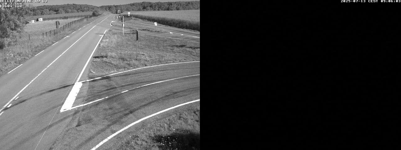 Webcam à Bellefontaine dans les Vosges à 552 mètres d'altitude sur la D63, à la jonction avec la D20A