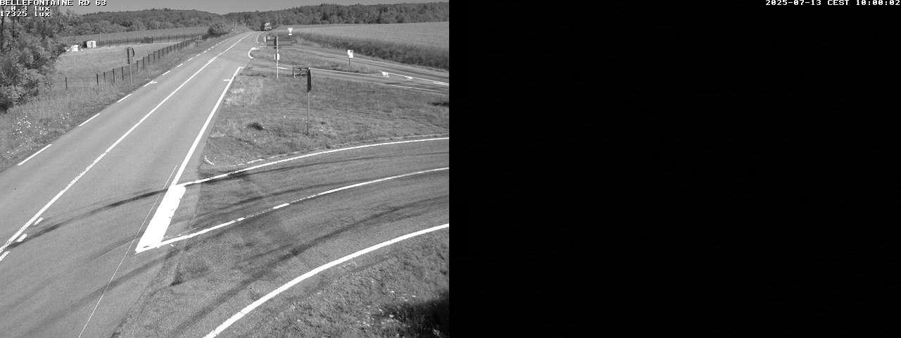 Webcam à Bellefontaine dans les Vosges à 552 mètres d'altitude sur la D63, à la jonction avec la D20A