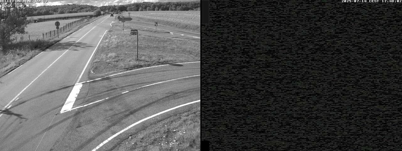 Webcam à Bellefontaine dans les Vosges à 552 mètres d'altitude sur la D63, à la jonction avec la D20A