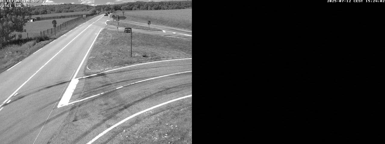 Webcam à Bellefontaine dans les Vosges à 552 mètres d'altitude sur la D63, à la jonction avec la D20A
