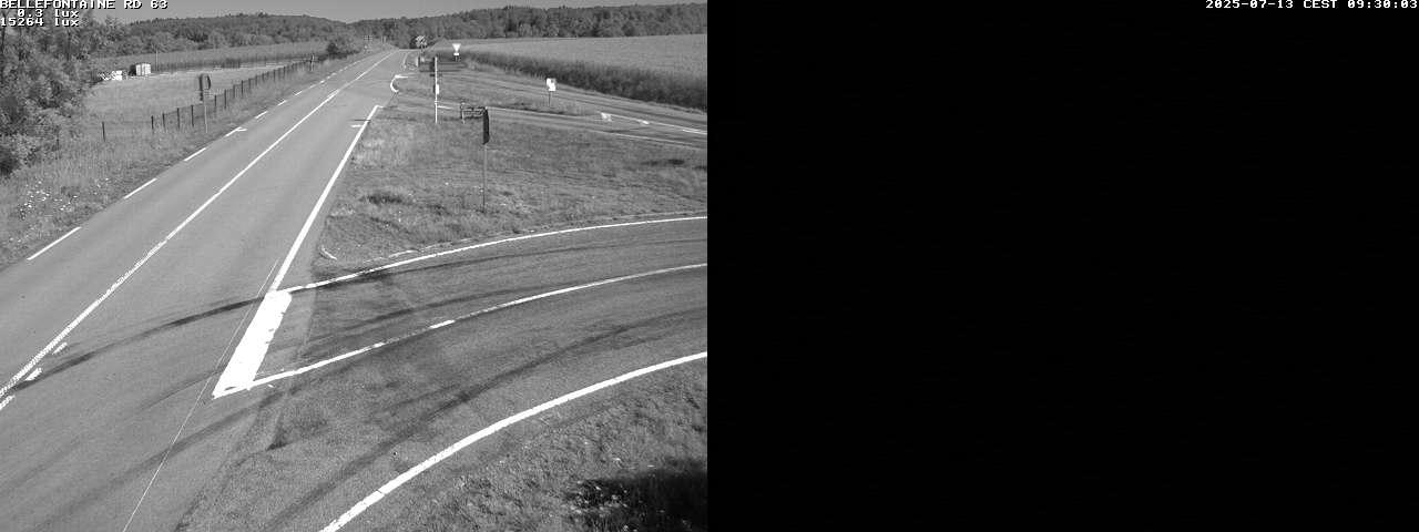 Webcam à Bellefontaine dans les Vosges à 552 mètres d'altitude sur la D63, à la jonction avec la D20A