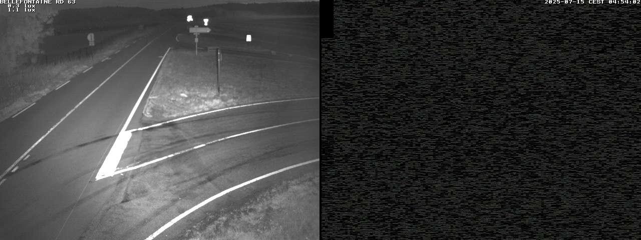 Webcam à Bellefontaine dans les Vosges à 552 mètres d'altitude sur la D63, à la jonction avec la D20A