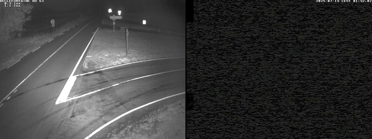 Webcam à Bellefontaine dans les Vosges à 552 mètres d'altitude sur la D63, à la jonction avec la D20A