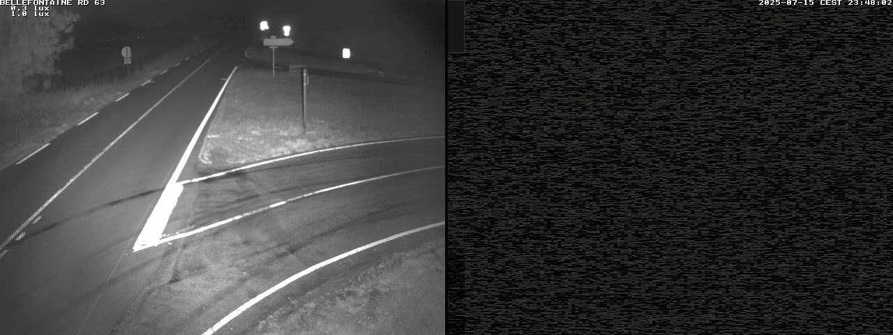 Webcam à Bellefontaine dans les Vosges à 552 mètres d'altitude sur la D63, à la jonction avec la D20A