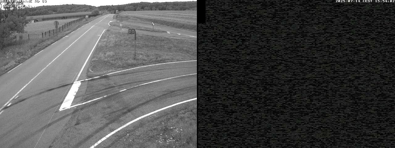 Webcam à Bellefontaine dans les Vosges à 552 mètres d'altitude sur la D63, à la jonction avec la D20A