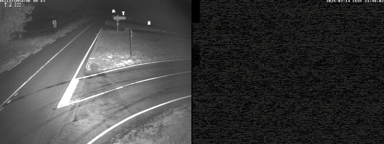 Webcam à Bellefontaine dans les Vosges à 552 mètres d'altitude sur la D63, à la jonction avec la D20A