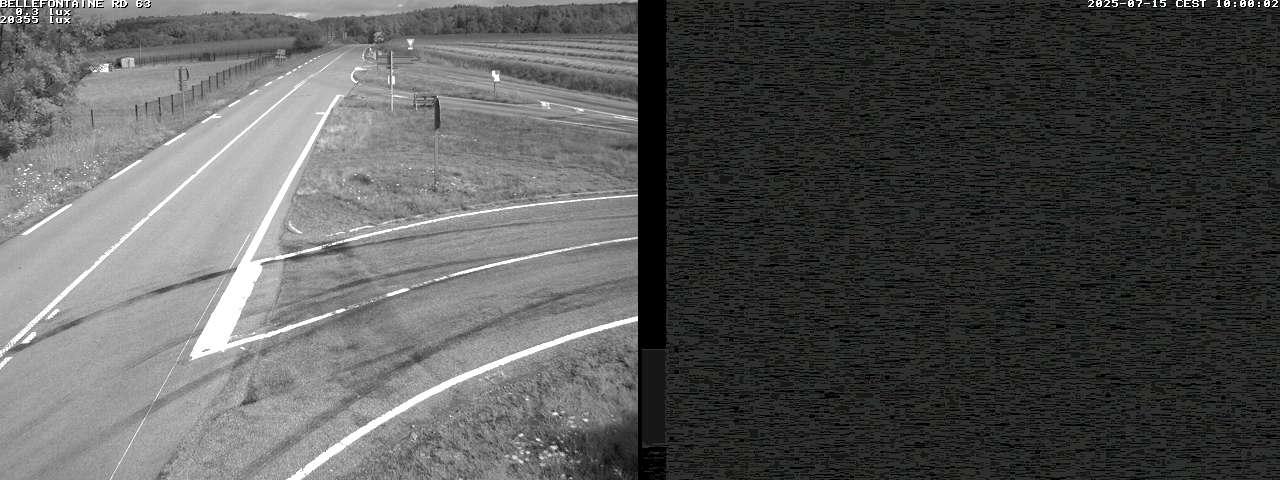 Webcam à Bellefontaine dans les Vosges à 552 mètres d'altitude sur la D63, à la jonction avec la D20A