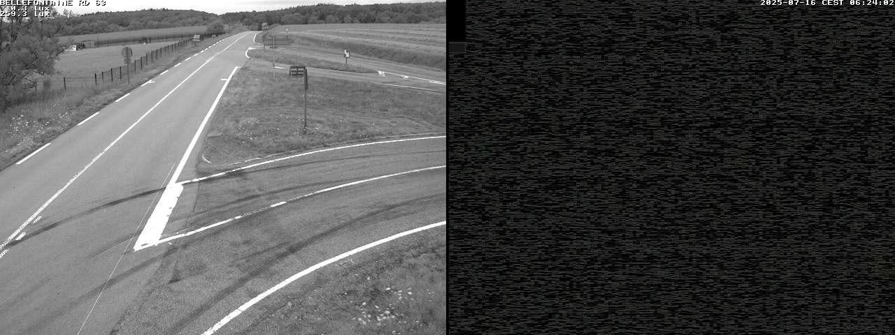 Webcam à Bellefontaine dans les Vosges à 552 mètres d'altitude sur la D63, à la jonction avec la D20A