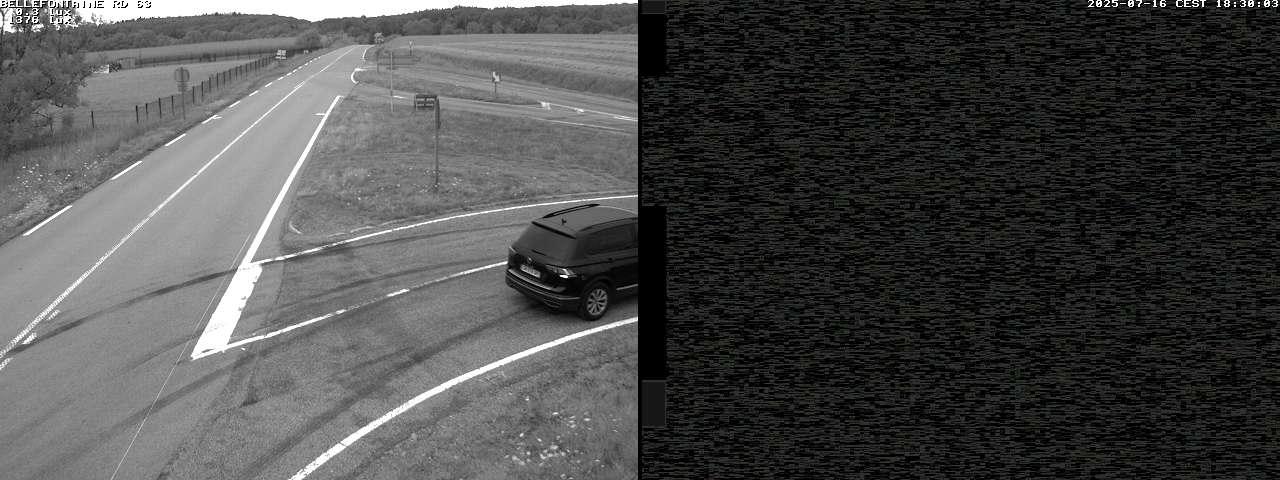 Webcam à Bellefontaine dans les Vosges à 552 mètres d'altitude sur la D63, à la jonction avec la D20A