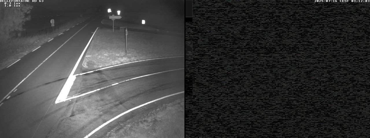 Webcam à Bellefontaine dans les Vosges à 552 mètres d'altitude sur la D63, à la jonction avec la D20A