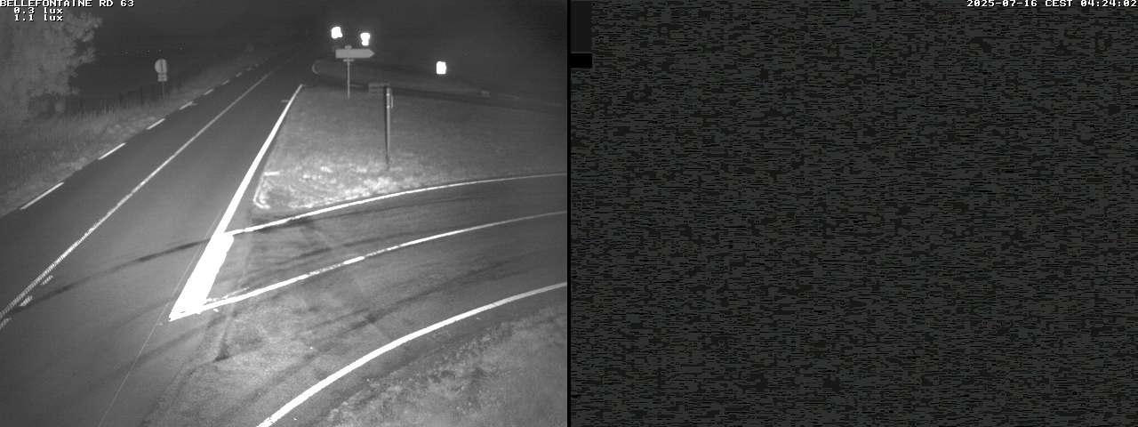 Webcam à Bellefontaine dans les Vosges à 552 mètres d'altitude sur la D63, à la jonction avec la D20A