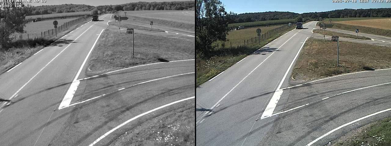 Webcam à Bellefontaine dans les Vosges à 552 mètres d'altitude sur la D63, à la jonction avec la D20A